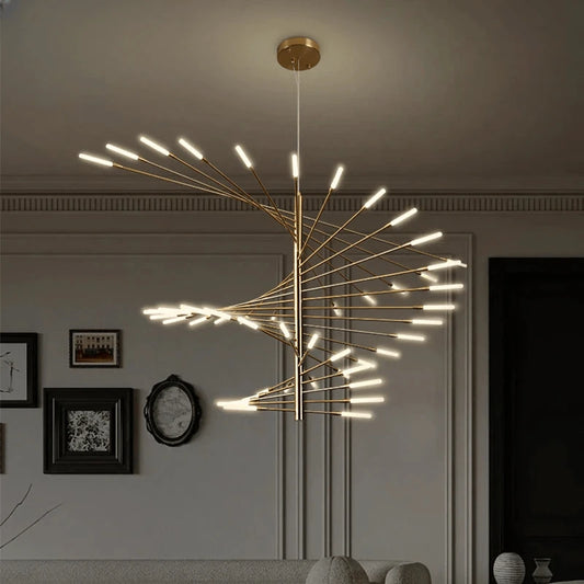 Verthara Premium Firework Sculptural Gold LED Chandelier