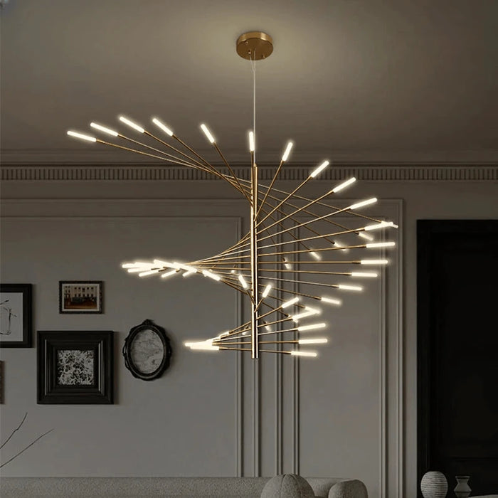 Verthara Premium Firework Sculptural Gold LED Chandelier