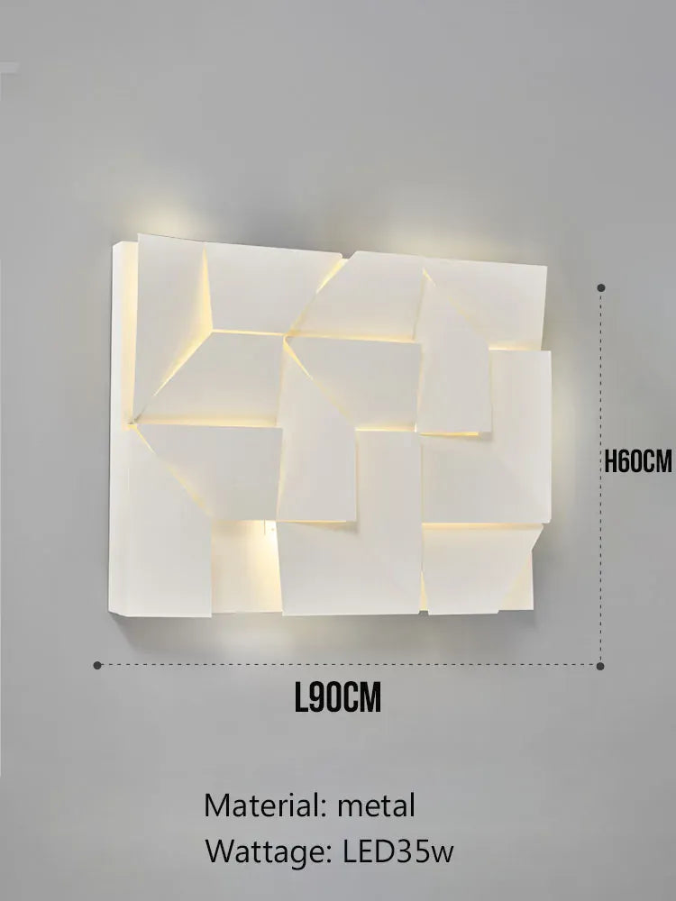 Verthara Premium Geometric LED Wall Light - Indoor Mount - Modern Design - Aluminium - Black Finish - Versatile Background Lighting Cool White(5500-7000K) / 90x60cm