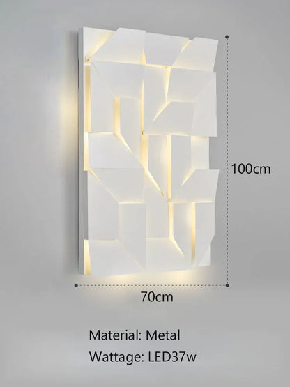Verthara Premium Geometric LED Wall Light - Indoor Mount - Modern Design - Aluminium - Black Finish - Versatile Background Lighting Cool White(5500-7000K) / 100x70cm 37w