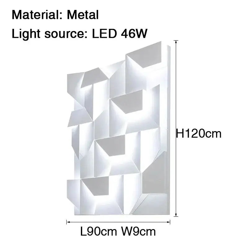 Verthara Premium Geometric LED Wall Light - Indoor Mount - Modern Design - Aluminium - Black Finish - Versatile Background Lighting Cool White(5500-7000K) / H120xL90cm