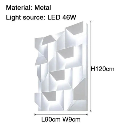 Verthara Premium Geometric LED Wall Light - Indoor Mount - Modern Design - Aluminium - Black Finish - Versatile Background Lighting Cool White(5500-7000K) / H120xL90cm