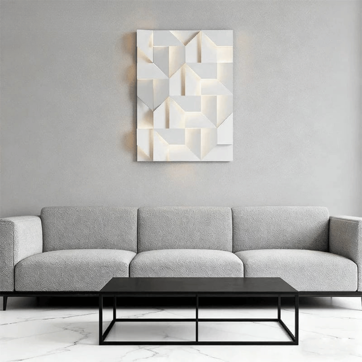 Verthara Premium Geometric LED Wall Light - Indoor Mount - Modern Design - Aluminium - Black Finish - Versatile Background Lighting Cool White(5500-7000K) / 45x30x14 16W