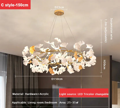 Verthara Premium Ginkgo Leaf Branch Chandelier C-style-150cm