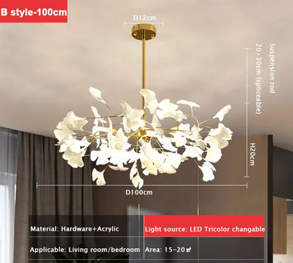 Verthara Premium Ginkgo Leaf Branch Chandelier B-style-100cm