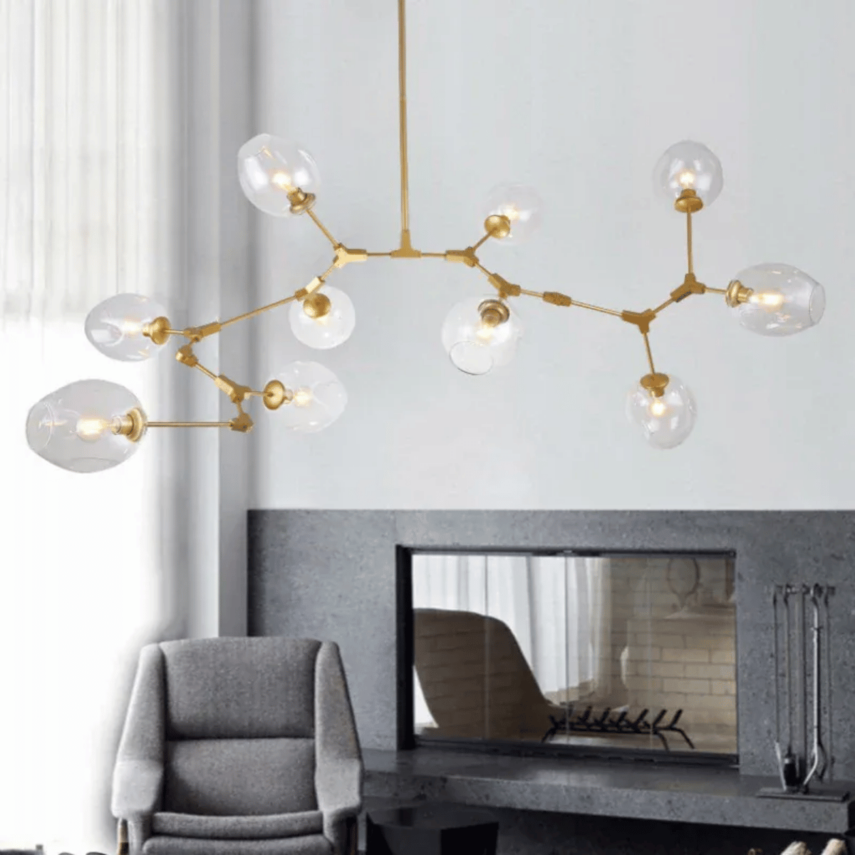 Verthara Premium Glass Ceiling Light Fixture – Modern Nordic Design - Iron - Indoor Lighting - Ideal For Dining Room - Warm Tones - E27 Compatible