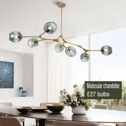 Verthara Premium Glass Ceiling Light Fixture – Modern Nordic Design - Iron - Indoor Lighting - Ideal For Dining Room - Warm Tones - E27 Compatible
