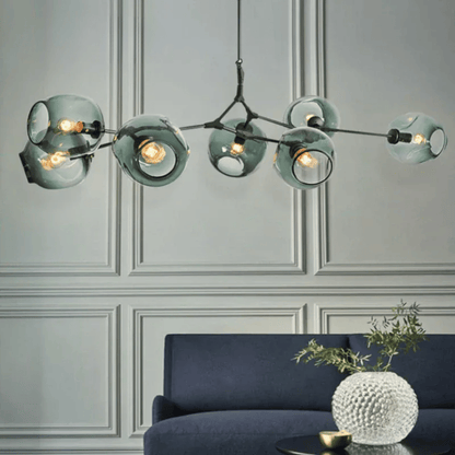 Verthara Premium Glass Ceiling Light Fixture – Modern Nordic Design - Iron - Indoor Lighting - Ideal For Dining Room - Warm Tones - E27 Compatible 6 lights / Warm White