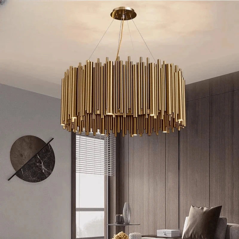 Verthara Premium Gold Aluminium Tube Pendant Light