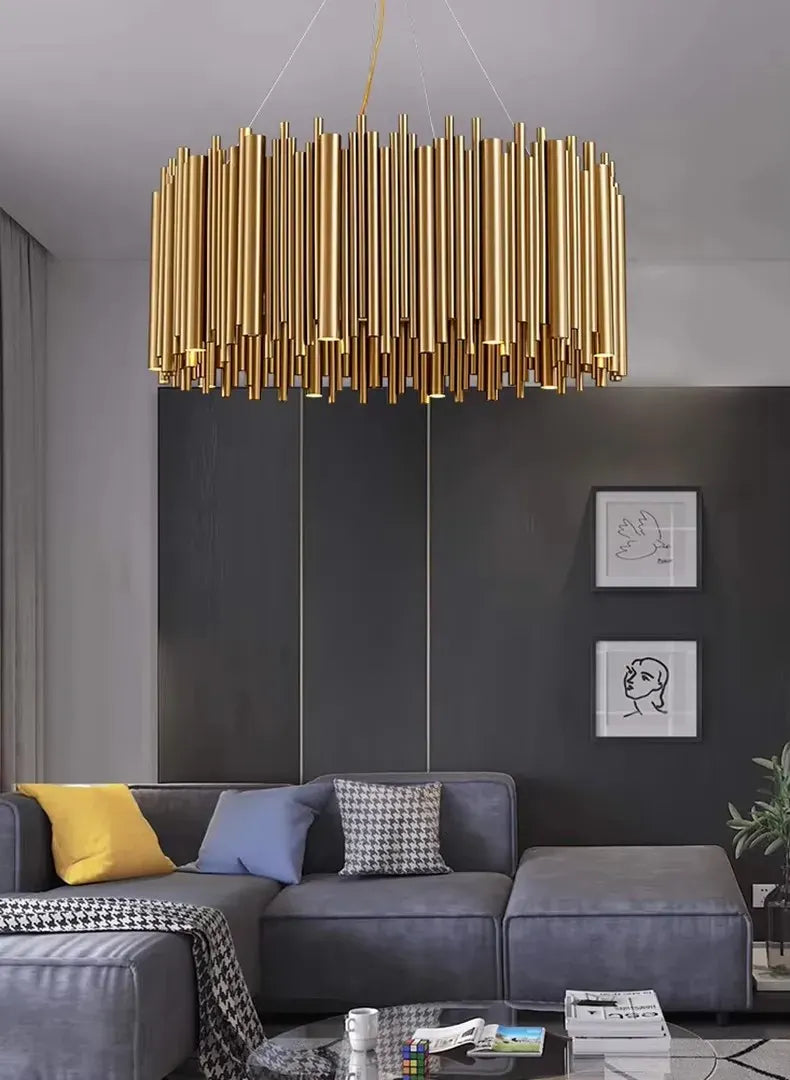 Verthara Premium Gold Aluminium Tube Pendant Light