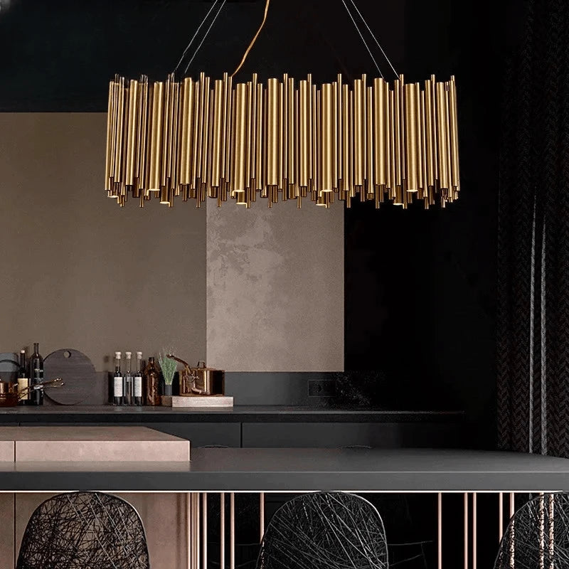 Verthara Premium Gold Aluminium Tube Pendant Light