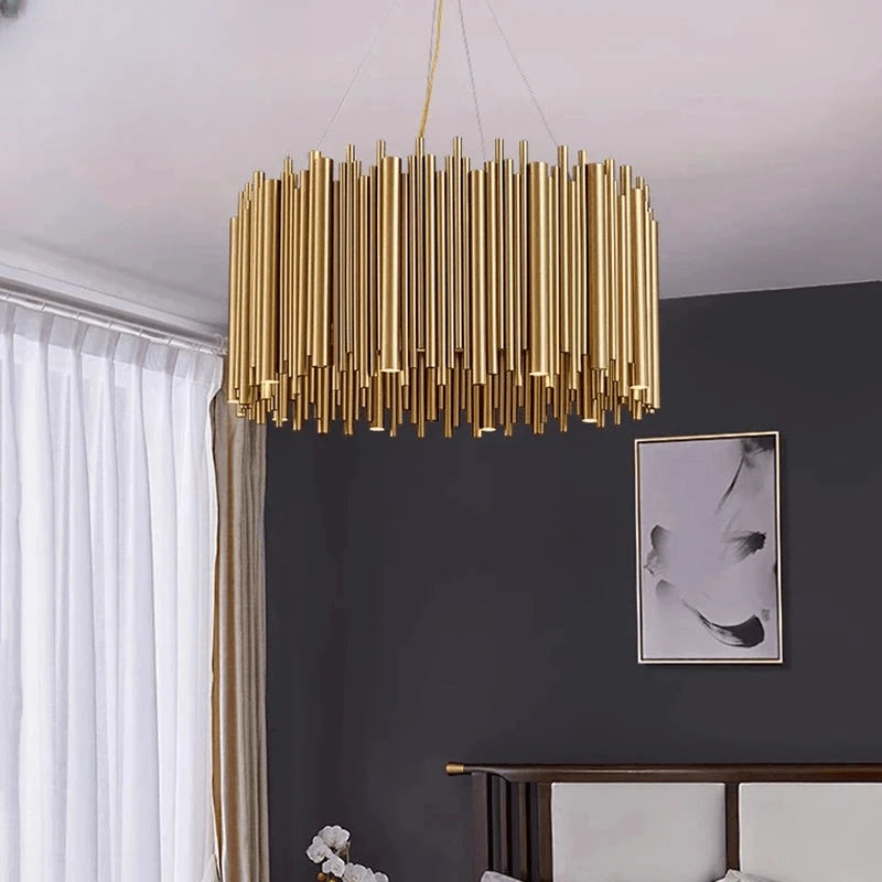 Verthara Premium Gold Aluminium Tube Pendant Light