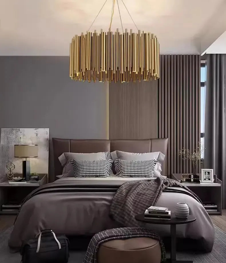Verthara Premium Gold Aluminium Tube Pendant Light