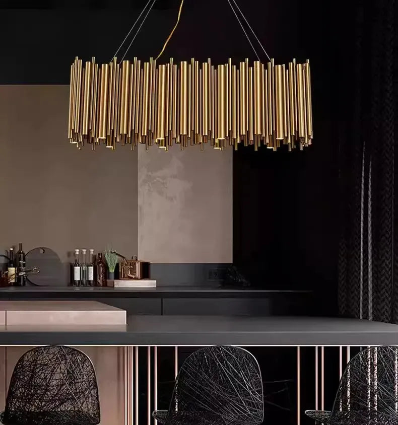 Verthara Premium Gold Aluminium Tube Pendant Light