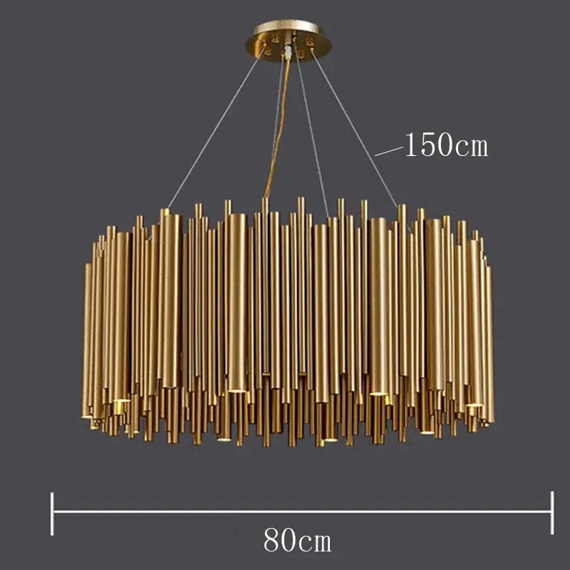Verthara Premium Gold Aluminium Tube Pendant Light A diameter 80cm / APP with RC Dimmable