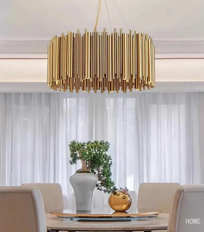 Verthara Premium Gold Aluminium Tube Pendant Light