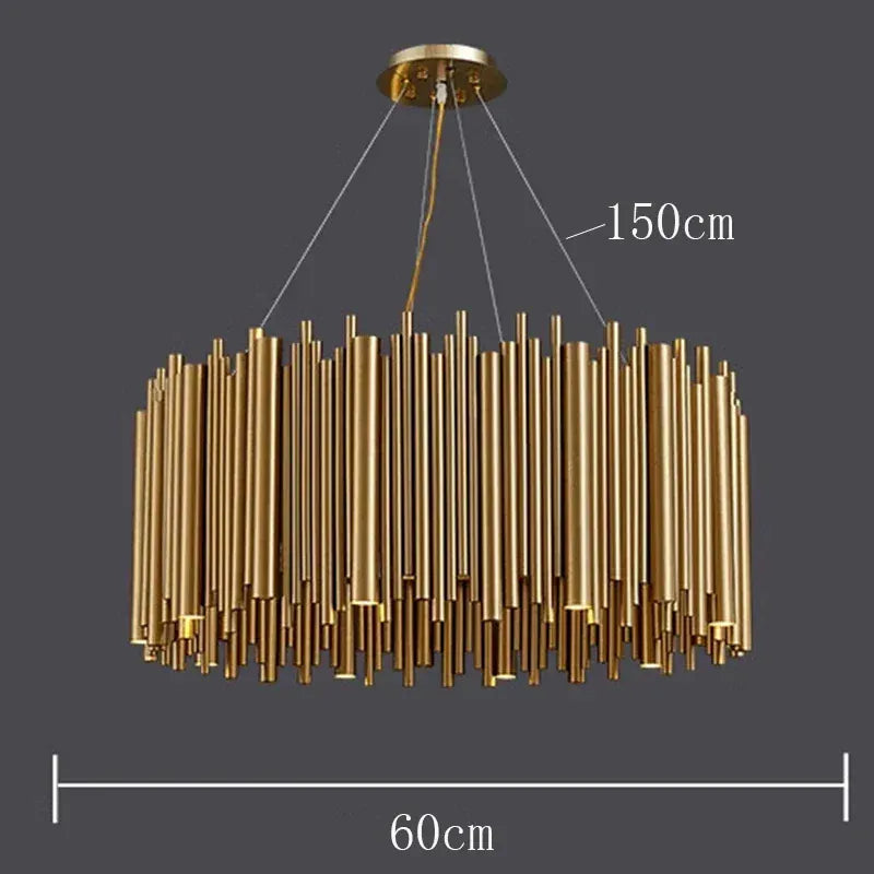 Verthara Premium Gold Aluminium Tube Pendant Light A diameter 60cm / APP with RC Dimmable