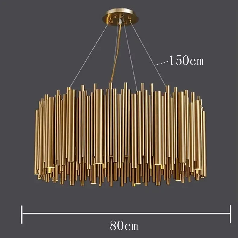 Verthara Premium Gold Aluminium Tube Pendant Light