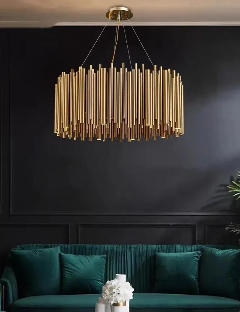 Verthara Premium Gold Aluminium Tube Pendant Light