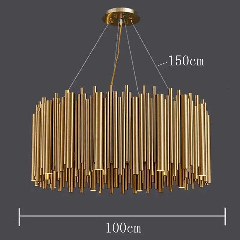 Verthara Premium Gold Aluminium Tube Pendant Light A diameter 100cm / APP with RC Dimmable