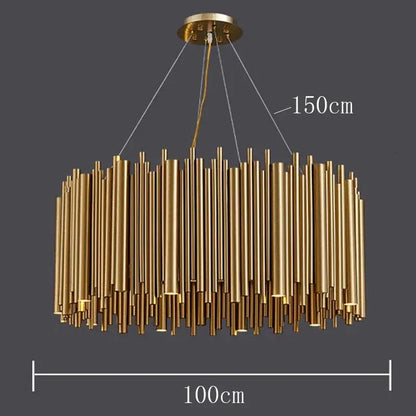 Verthara Premium Gold Aluminium Tube Pendant Light A diameter 100cm / APP with RC Dimmable