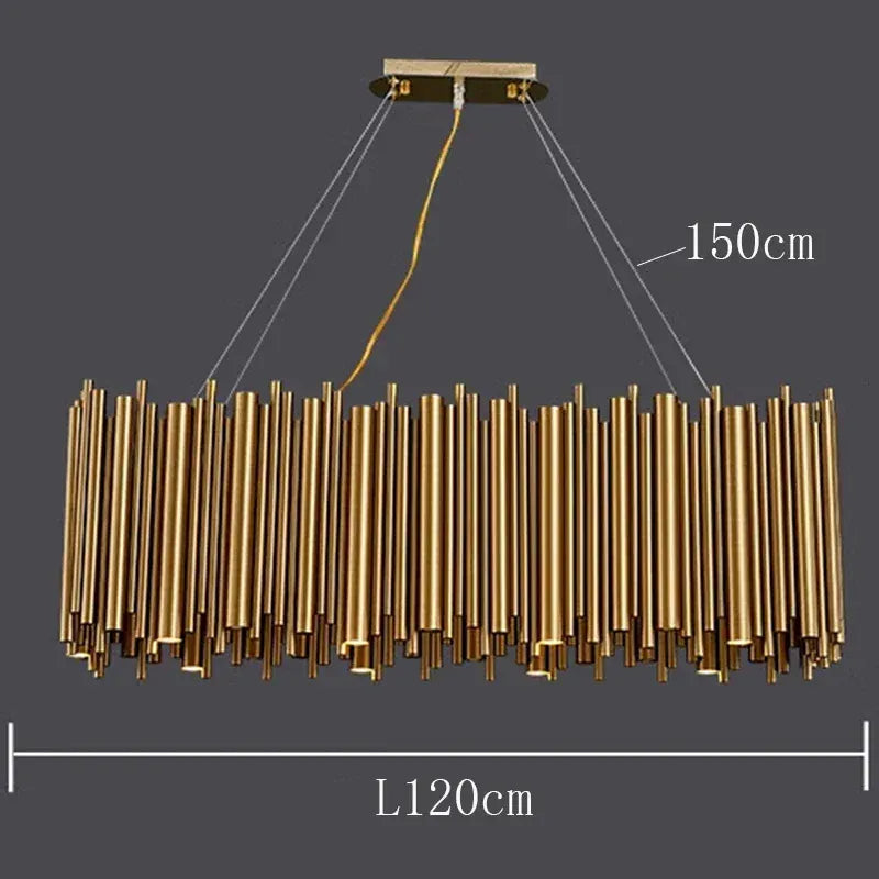 Verthara Premium Gold Aluminium Tube Pendant Light B length 120cm / APP with RC Dimmable