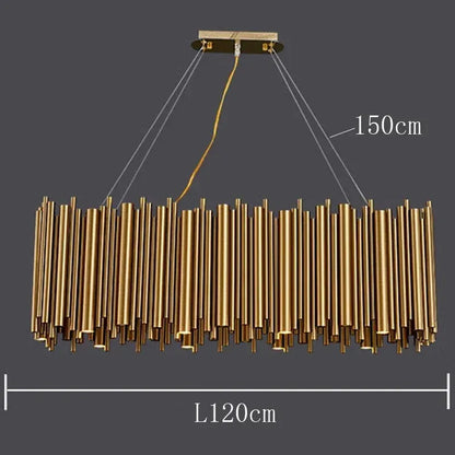 Verthara Premium Gold Aluminium Tube Pendant Light B length 120cm / APP with RC Dimmable