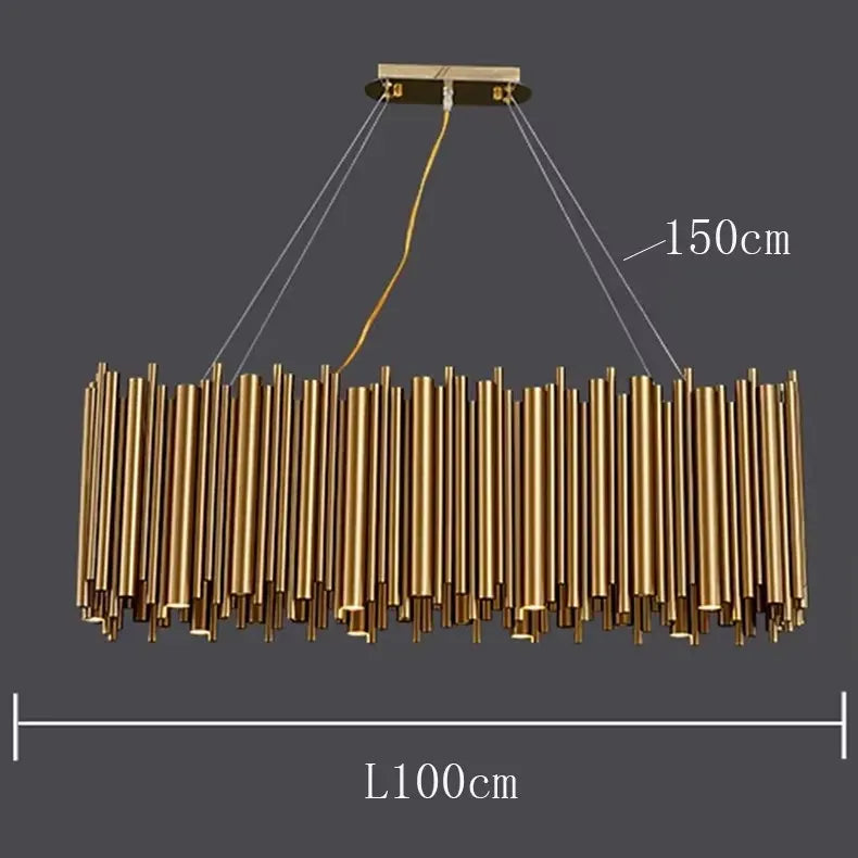 Verthara Premium Gold Aluminium Tube Pendant Light
