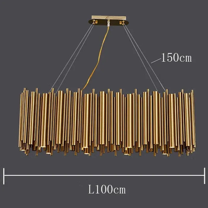 Verthara Premium Gold Aluminium Tube Pendant Light B length 100cm / APP with RC Dimmable