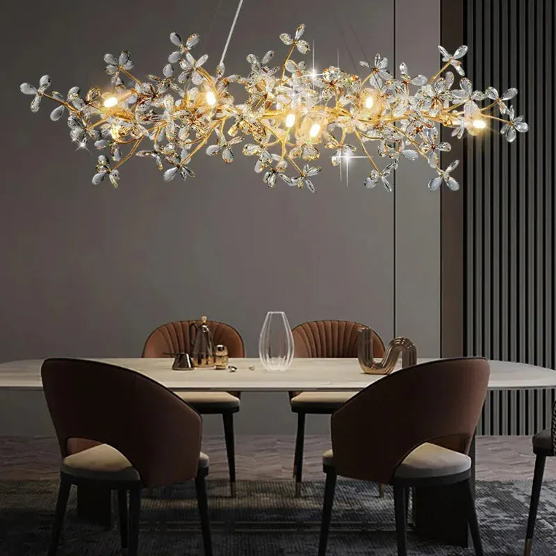 Verthara Premium Gold Crystal Adjustable Pendant Chandelier