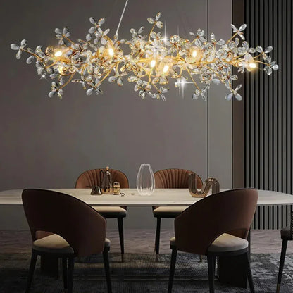 Verthara Premium Gold Crystal Adjustable Pendant Chandelier