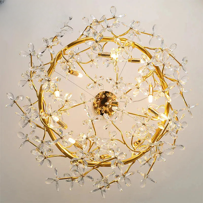 Verthara Premium Gold Crystal Adjustable Pendant Chandelier