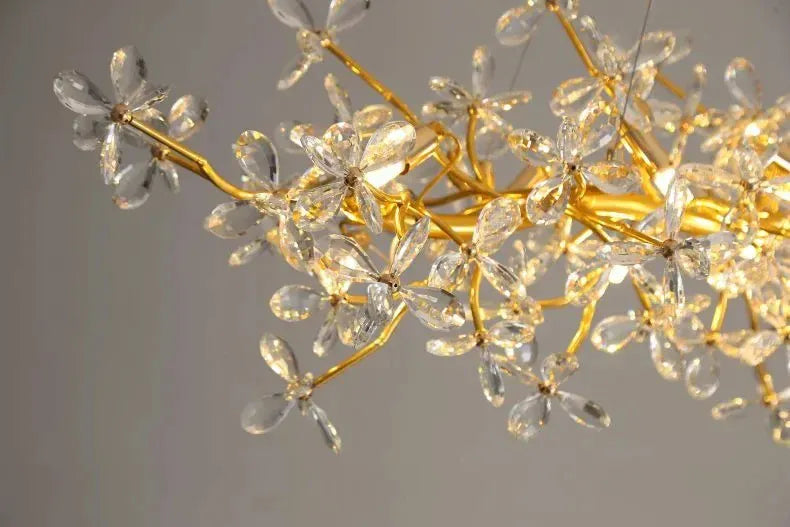 Verthara Premium Gold Crystal Adjustable Pendant Chandelier