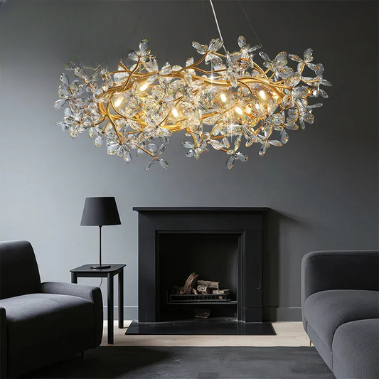 Verthara Premium Gold Crystal Adjustable Pendant Chandelier