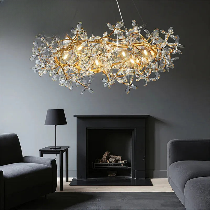 Verthara Premium Gold Crystal Adjustable Pendant Chandelier