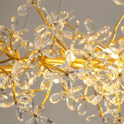 Verthara Premium Gold Crystal Adjustable Pendant Chandelier