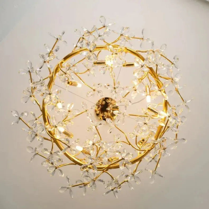 Verthara Premium Gold Crystal Adjustable Pendant Chandelier