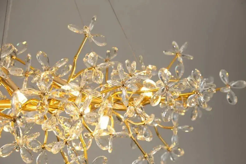 Verthara Premium Gold Crystal Adjustable Pendant Chandelier