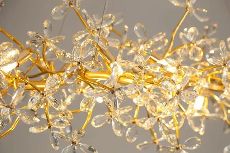 Verthara Premium Gold Crystal Adjustable Pendant Chandelier