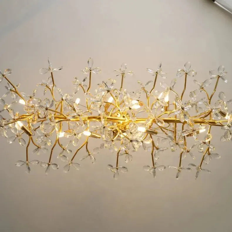 Verthara Premium Gold Crystal Adjustable Pendant Chandelier