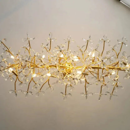 Verthara Premium Gold Crystal Adjustable Pendant Chandelier