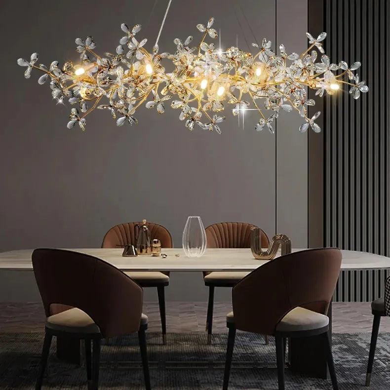Verthara Premium Gold Crystal Adjustable Pendant Chandelier