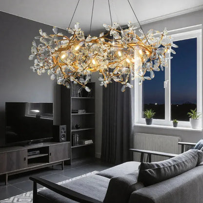 Verthara Premium Gold Crystal Adjustable Pendant Chandelier