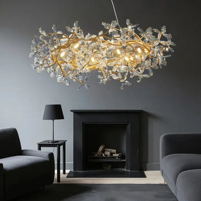 Verthara Premium Gold Crystal Adjustable Pendant Chandelier