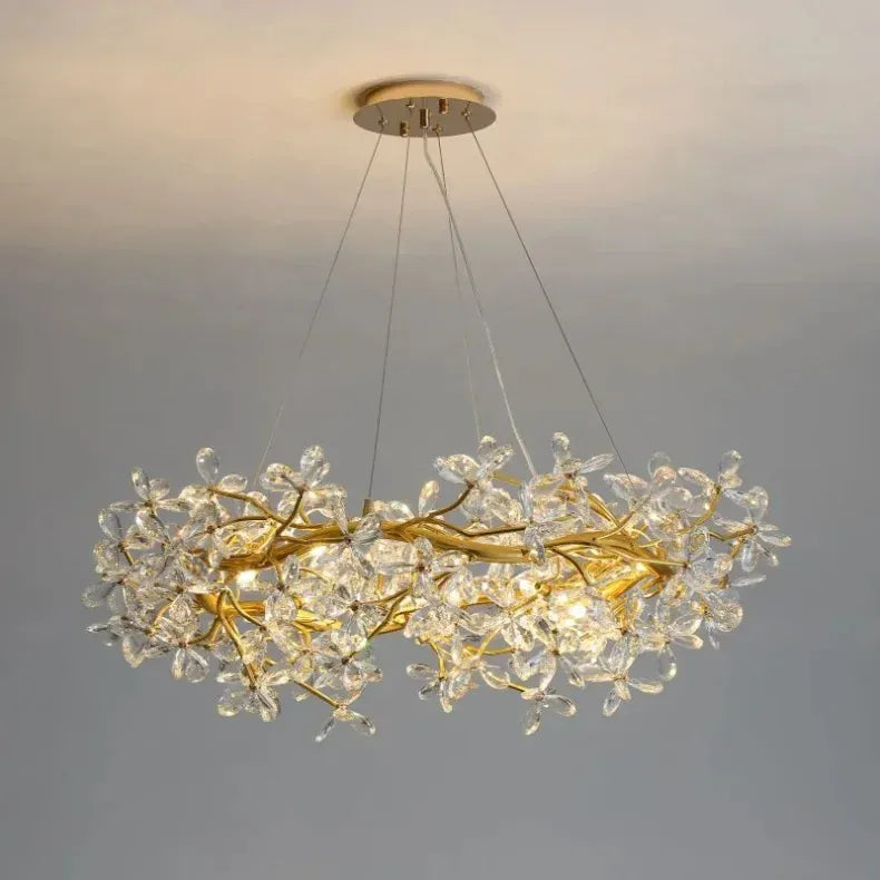 Verthara Premium Gold Crystal Adjustable Pendant Chandelier