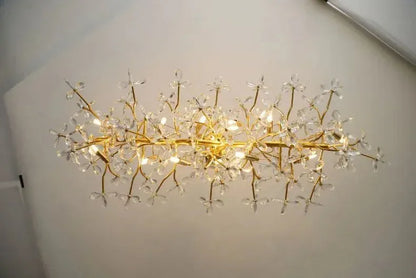 Verthara Premium Gold Crystal Adjustable Pendant Chandelier