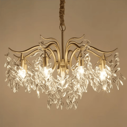 Verthara Premium Gold Crystal LED Pendant Chandelier | Dimmable 3 Colours