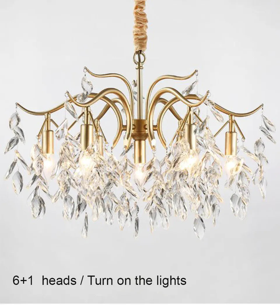 Verthara Premium Gold Crystal LED Pendant Chandelier | Dimmable 3 Colours