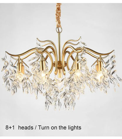Verthara Premium Gold Crystal LED Pendant Chandelier | Dimmable 3 Colours