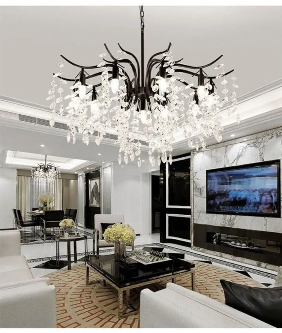 Verthara Premium Gold Crystal LED Pendant Chandelier | Dimmable 3 Colours